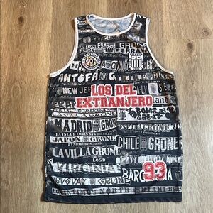 Graphic Men's Soccer Tank Top - Black, White and Red